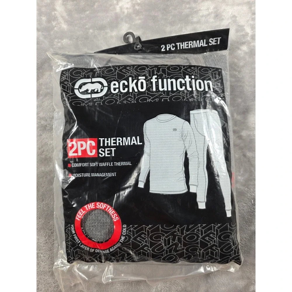 Ecko Function Thermal Set Mens XL Gray 2PC Waffle Knit Base Layer Long‎ Johns